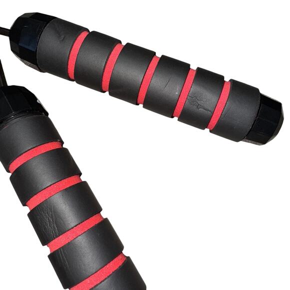 GoxRunx Jump Rope Black Red Foam Handles Adjustable Fitness Speed Skipping Rope - Picture 6 of 8
